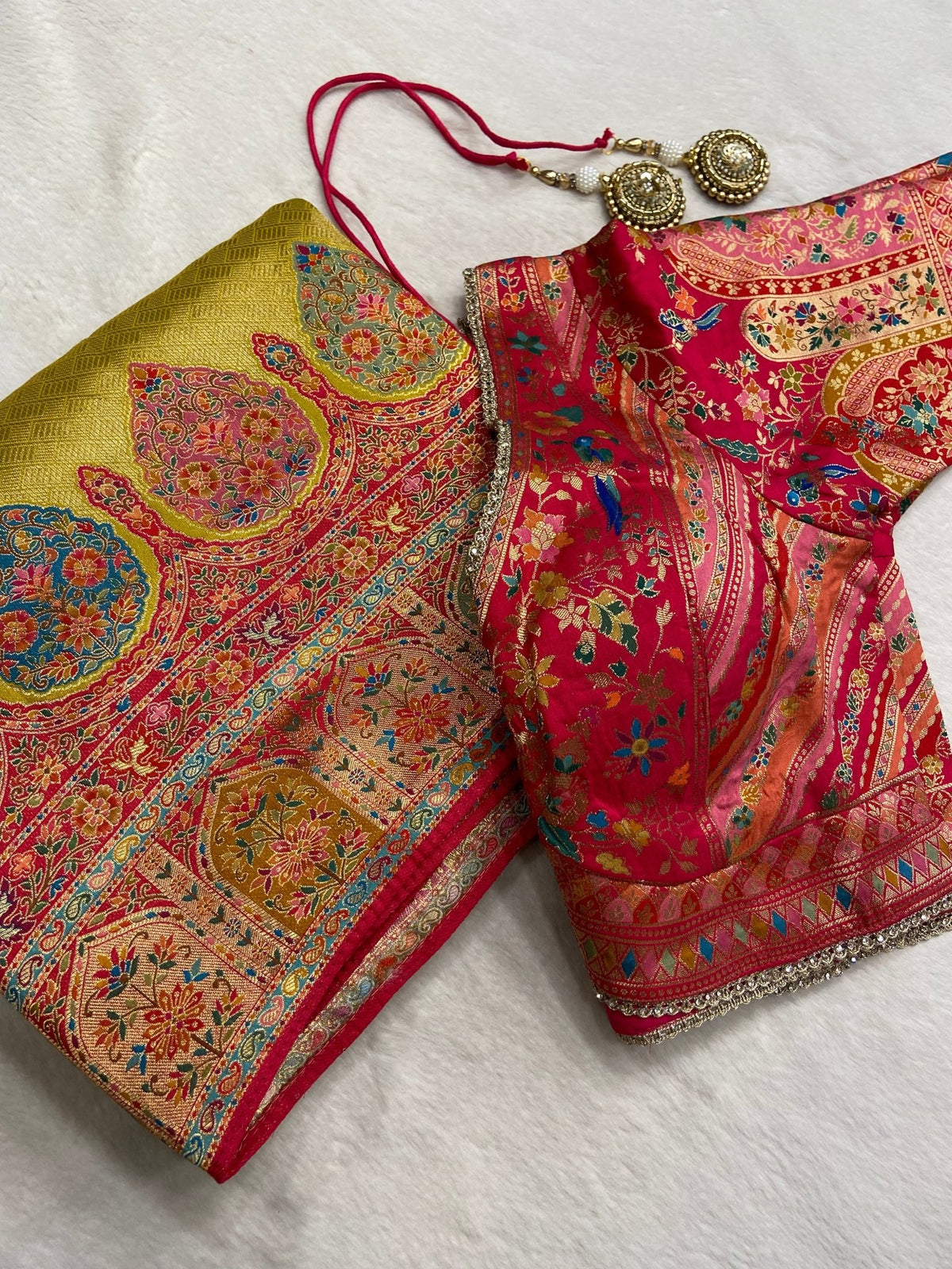 Premium Banarasi crepe silk saree with ready blouse - Kanjeevaram Silk Mandir
