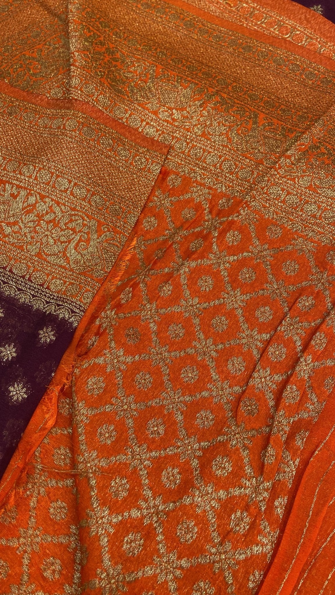 Premium Banarasi Georgette Saree(Wine) - Kanjeevaram Silk Mandir