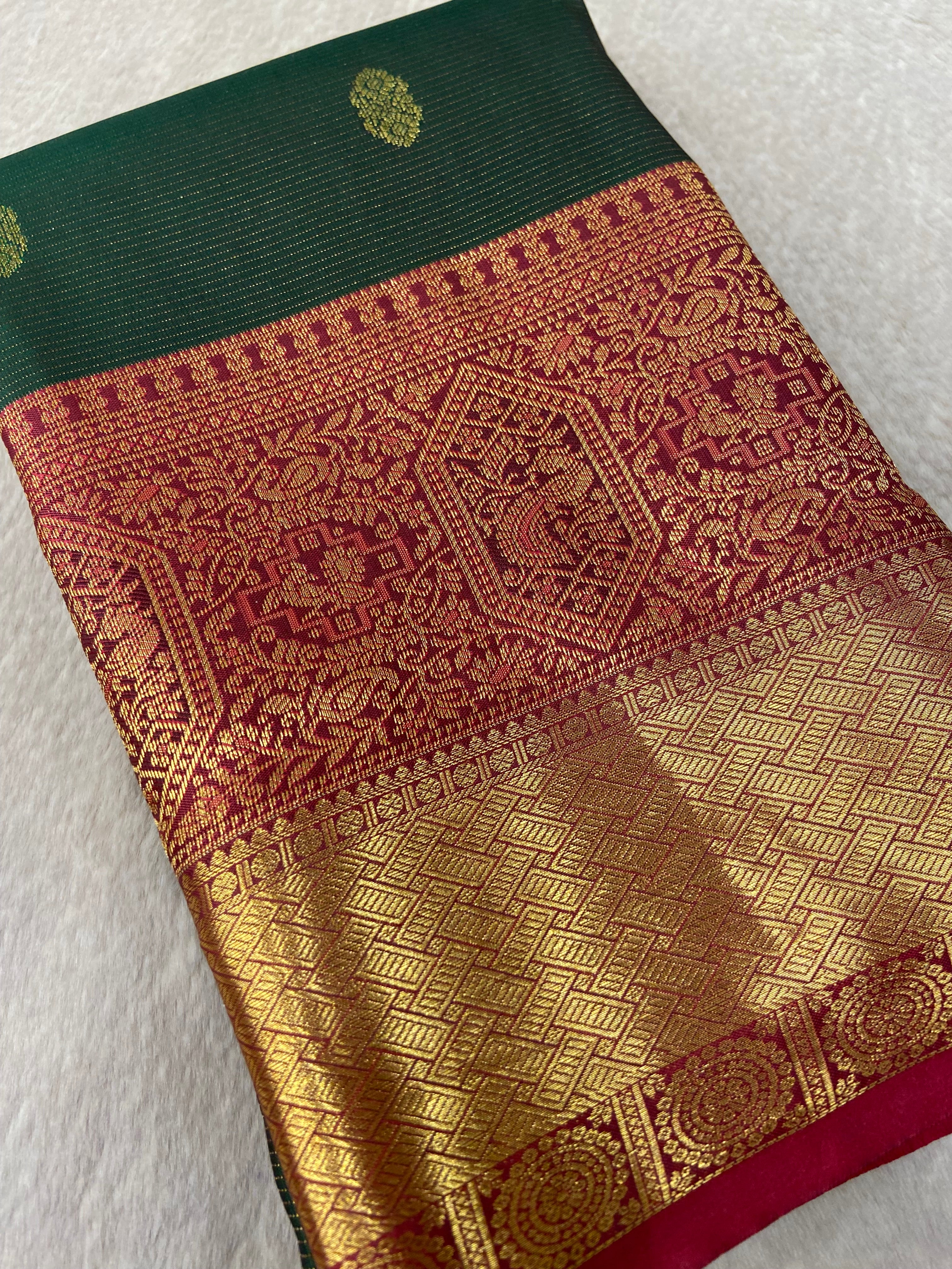 Premium Bridal Semi Kanchipuram Silk Saree - Kanjeevaram Silk Mandir