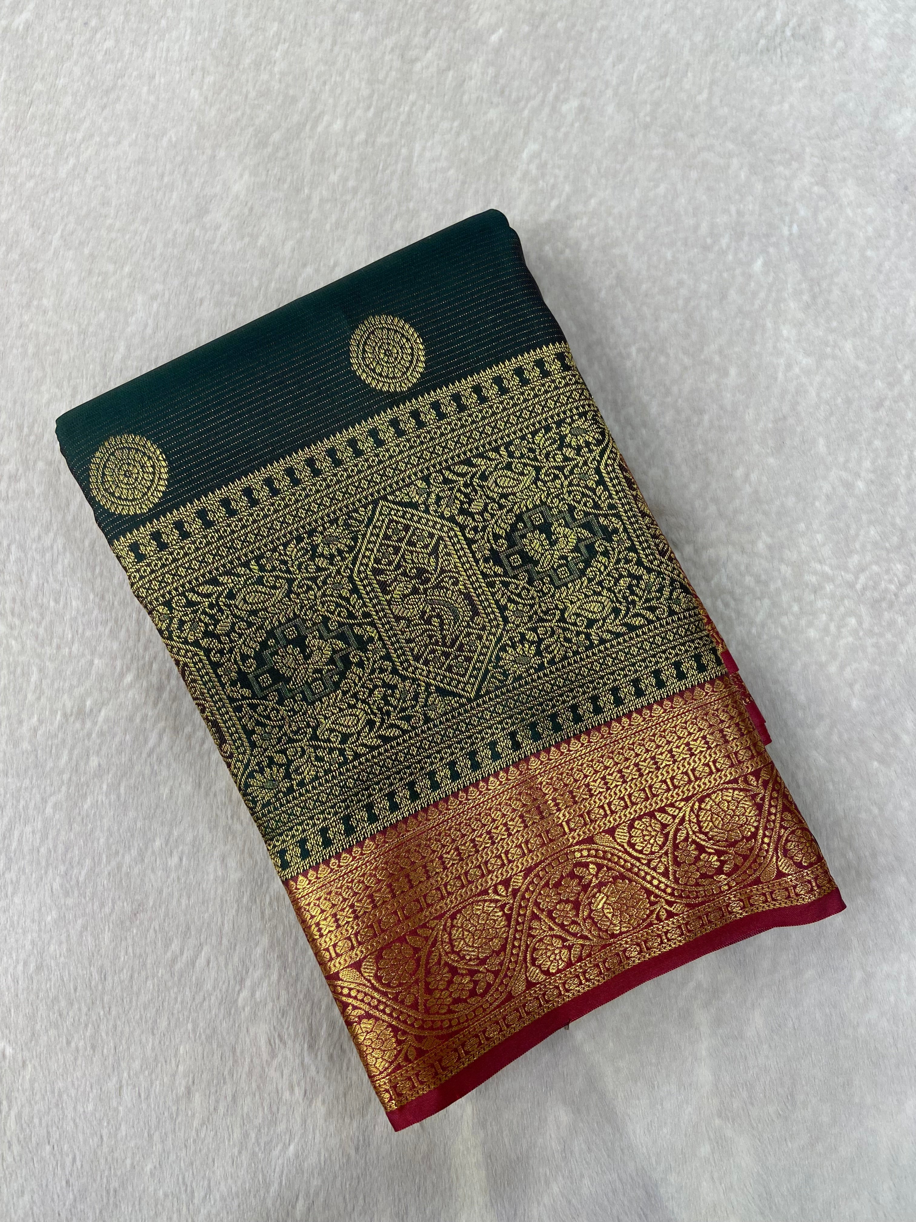 Premium Bridal Semi Kanchipuram Silk Saree - Kanjeevaram Silk Mandir