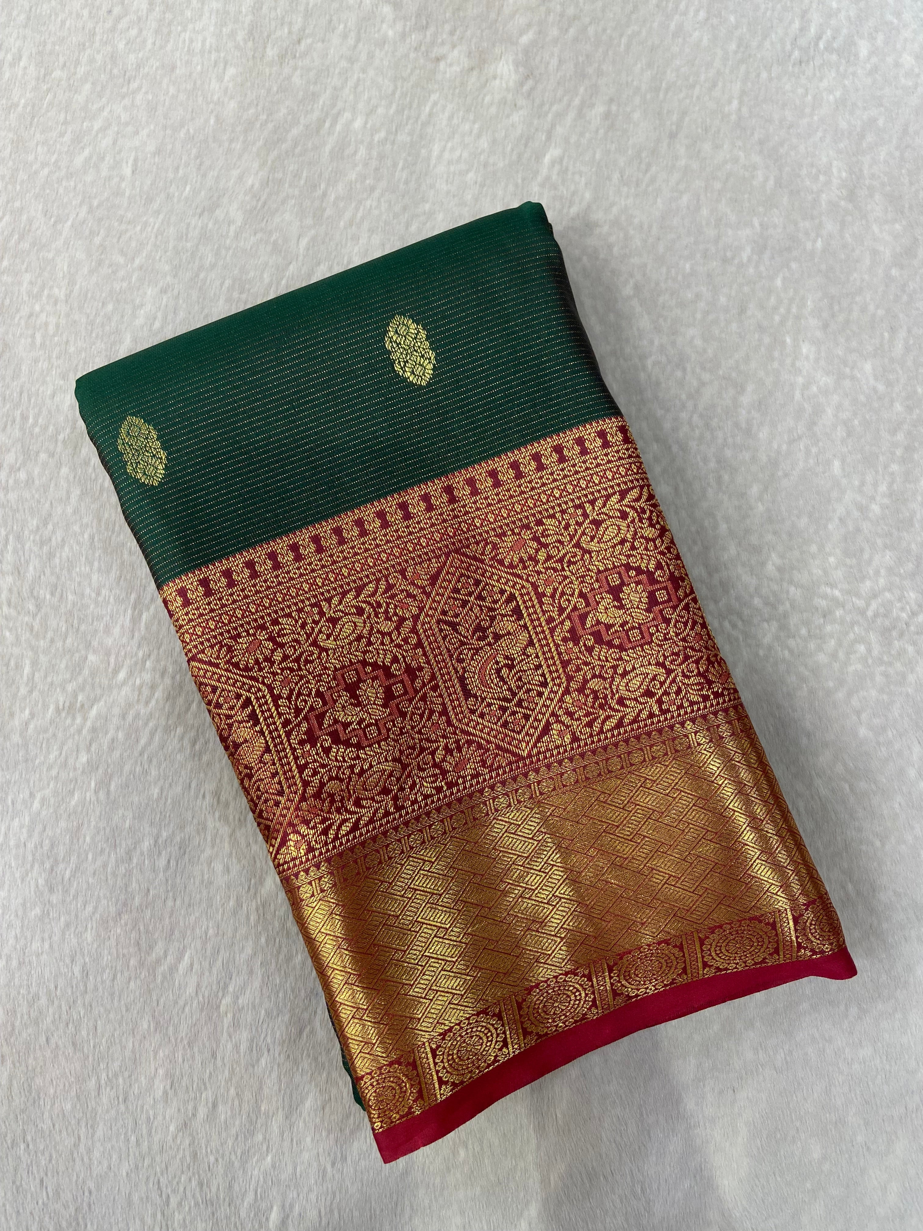 Premium Bridal Semi Kanchipuram Silk Saree - Kanjeevaram Silk Mandir