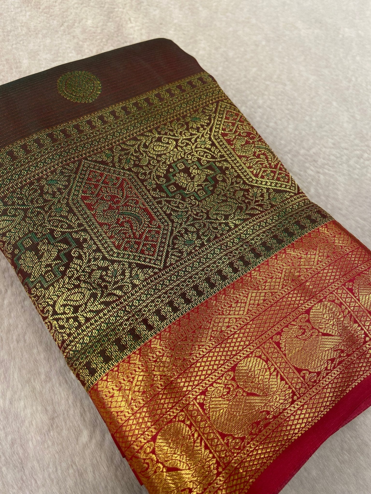 Premium Bridal Semi Kanchipuram Silk Saree - Kanjeevaram Silk Mandir