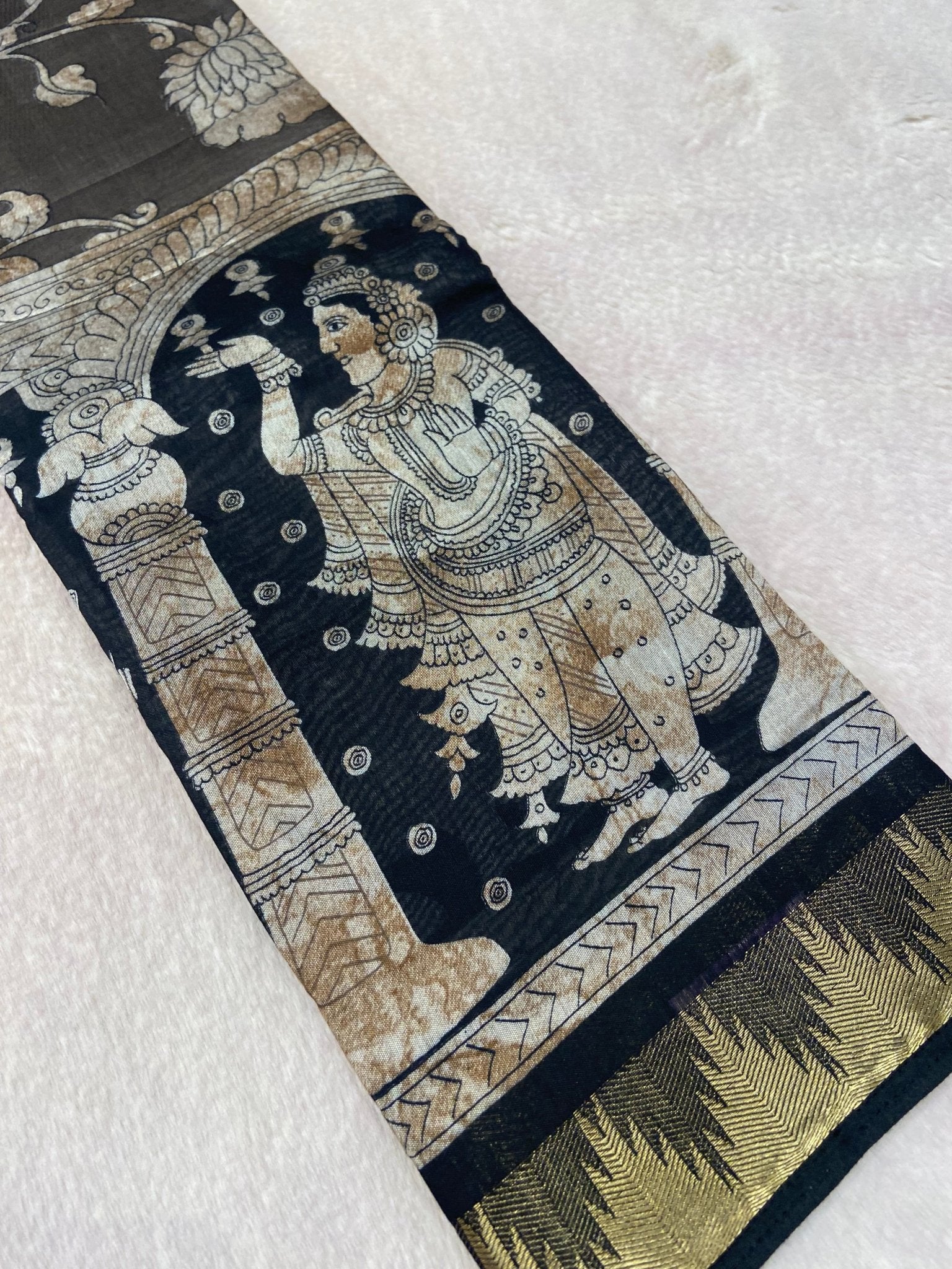 Premium Butter Cotton Saree🌸(grey) - Kanjeevaram Silk Mandir