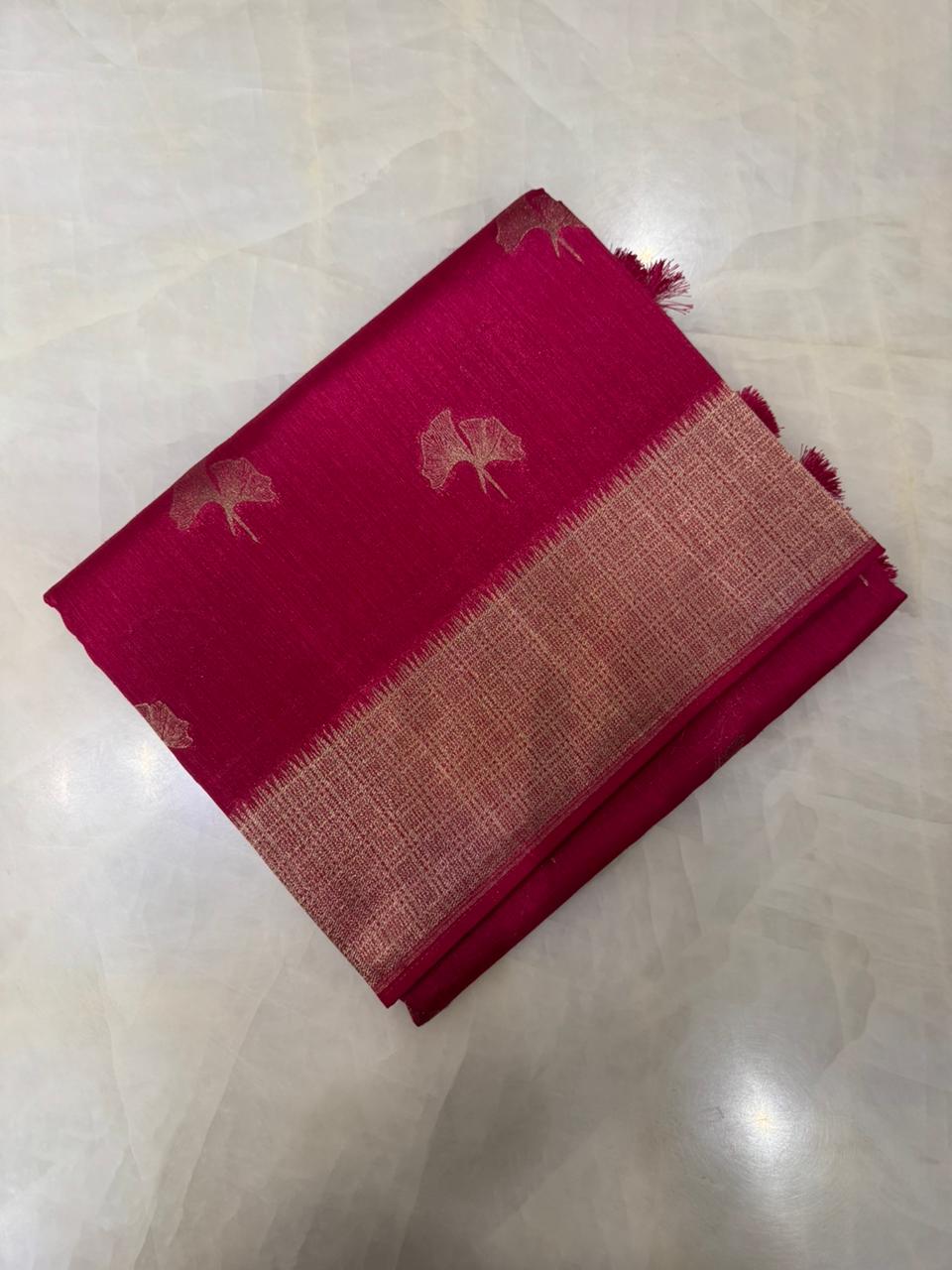Premium butter crepe silk saree (Reddish pink) - Kanjeevaram Silk Mandir