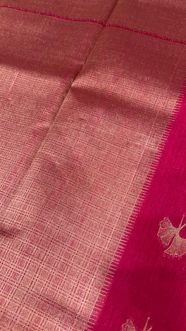 Premium butter crepe silk saree (Reddish pink) - Kanjeevaram Silk Mandir