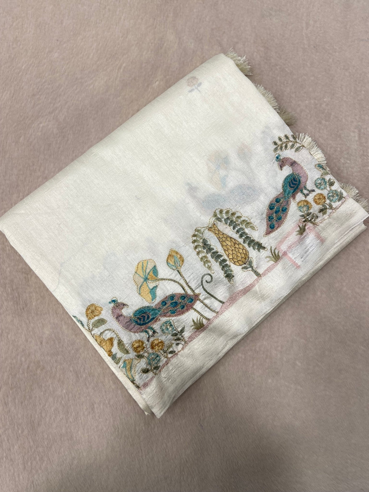 Premium Butter Silk Saree With Appliqué Zari - Kanjeevaram Silk Mandir