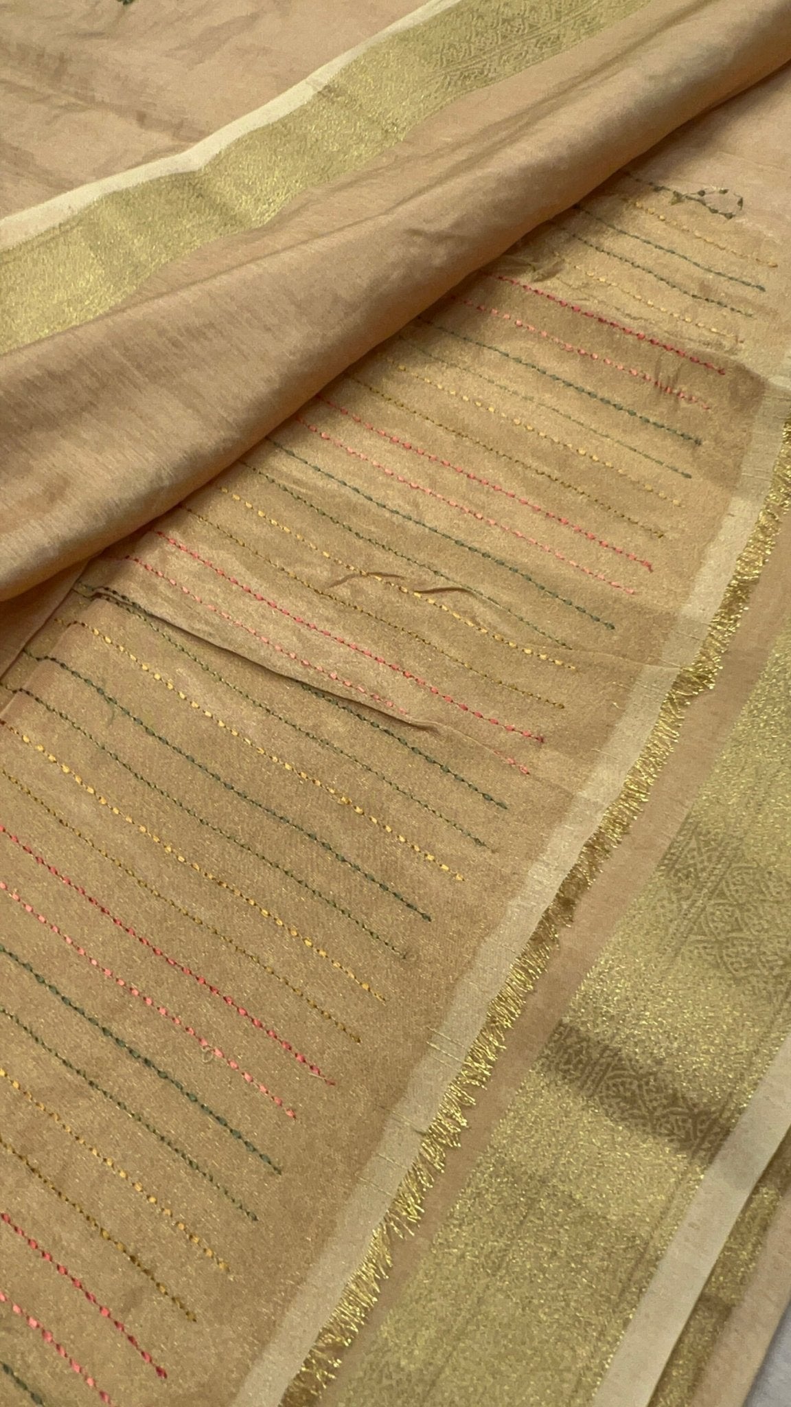 Premium Chanderi With Kaatha Work Saree ✨ - Kanjeevaram Silk Mandir