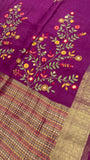 Premium Chanderi With Kaatha Work Saree ✨ - Kanjeevaram Silk Mandir