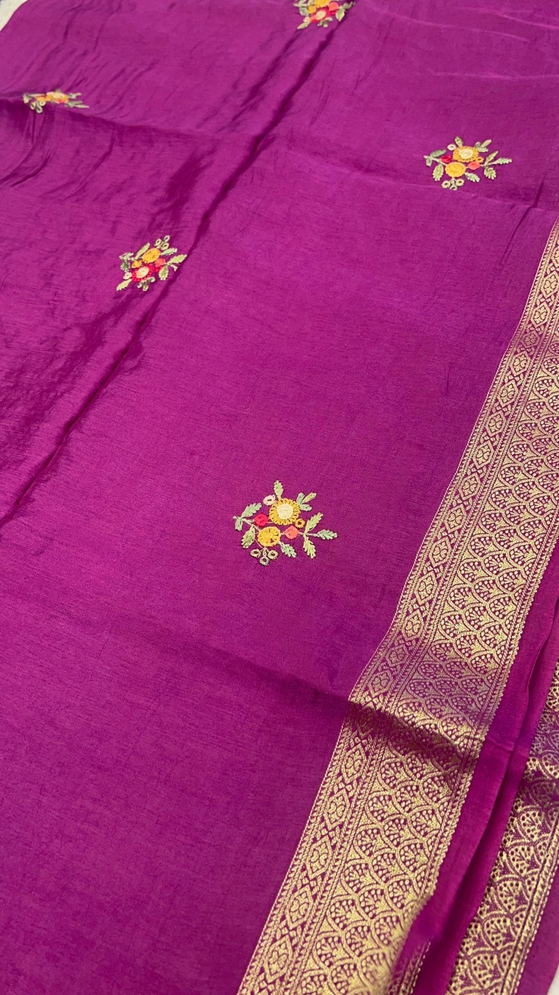 Premium Chanderi With Kaatha Work Saree ✨ - Kanjeevaram Silk Mandir