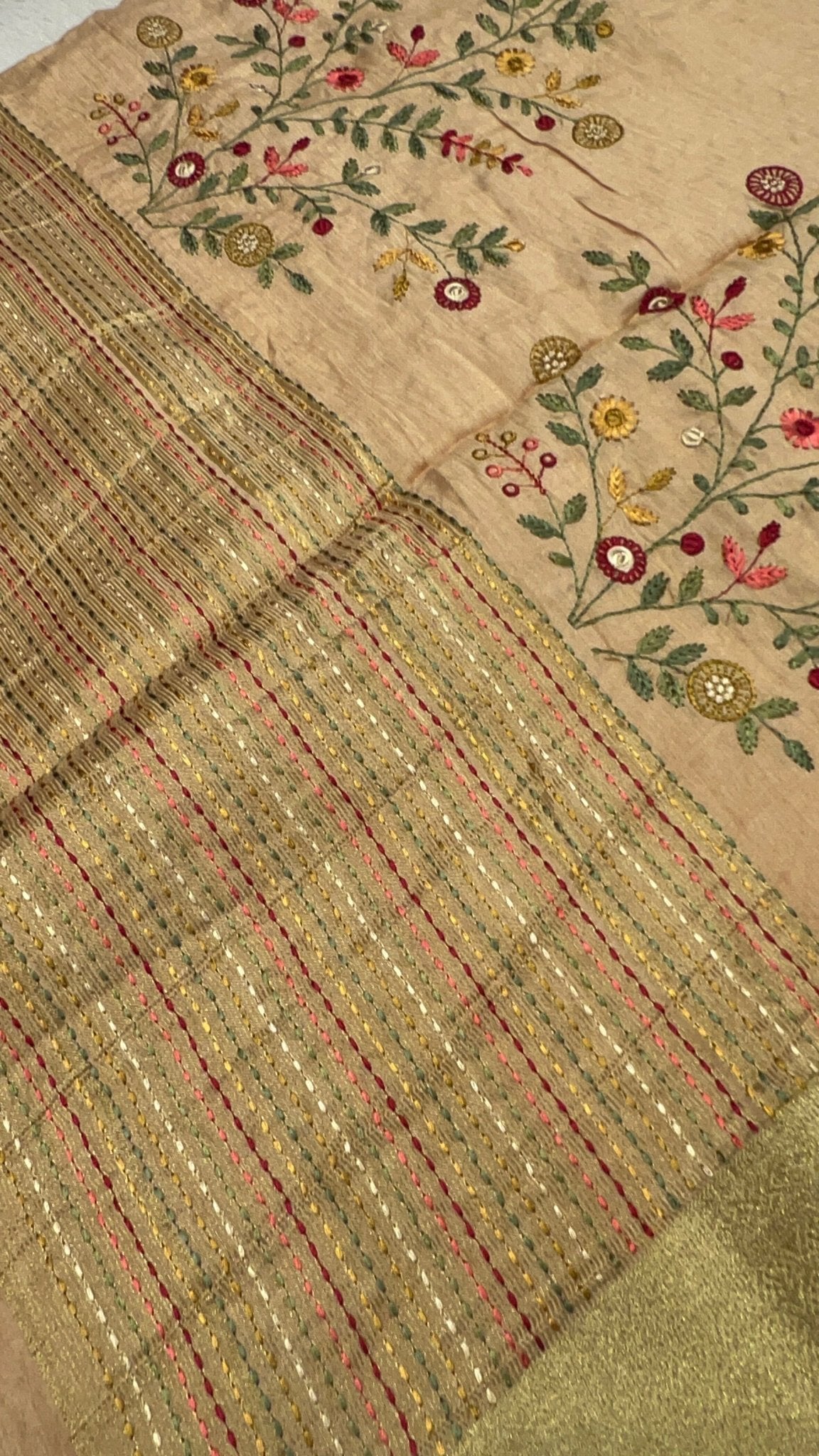 Premium Chanderi With Kaatha Work Saree ✨ - Kanjeevaram Silk Mandir