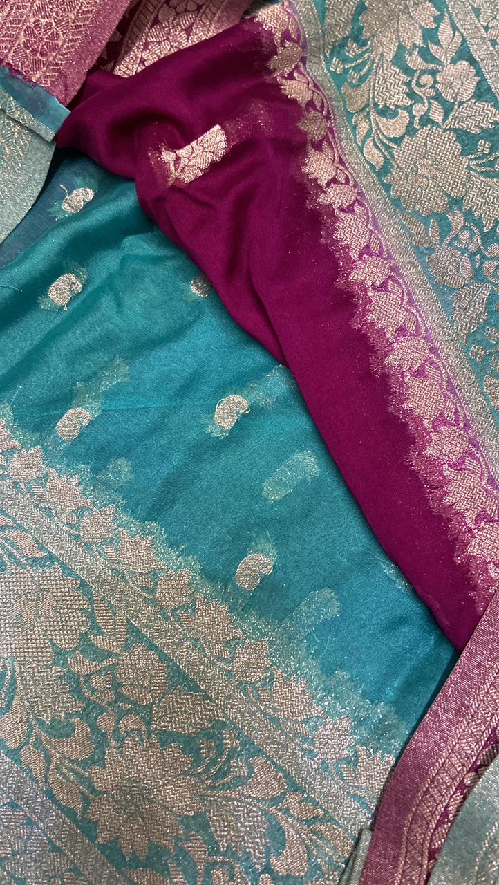 Premium chiffon by crepe semi silk saree just like pure - Kanjeevaram Silk Mandir