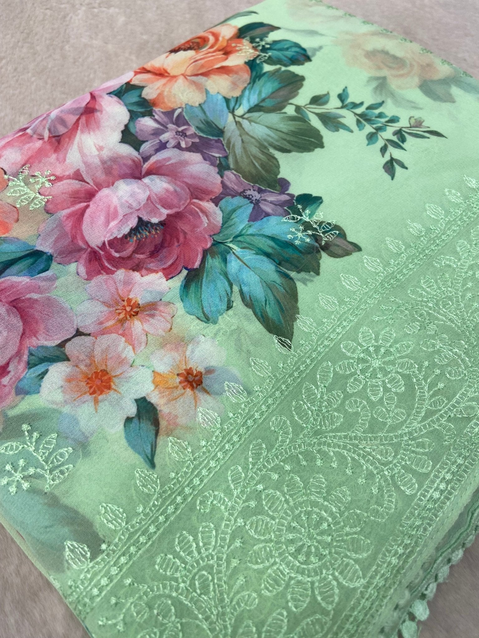 Premium Chiffon Digital Print Saree - Kanjeevaram Silk Mandir