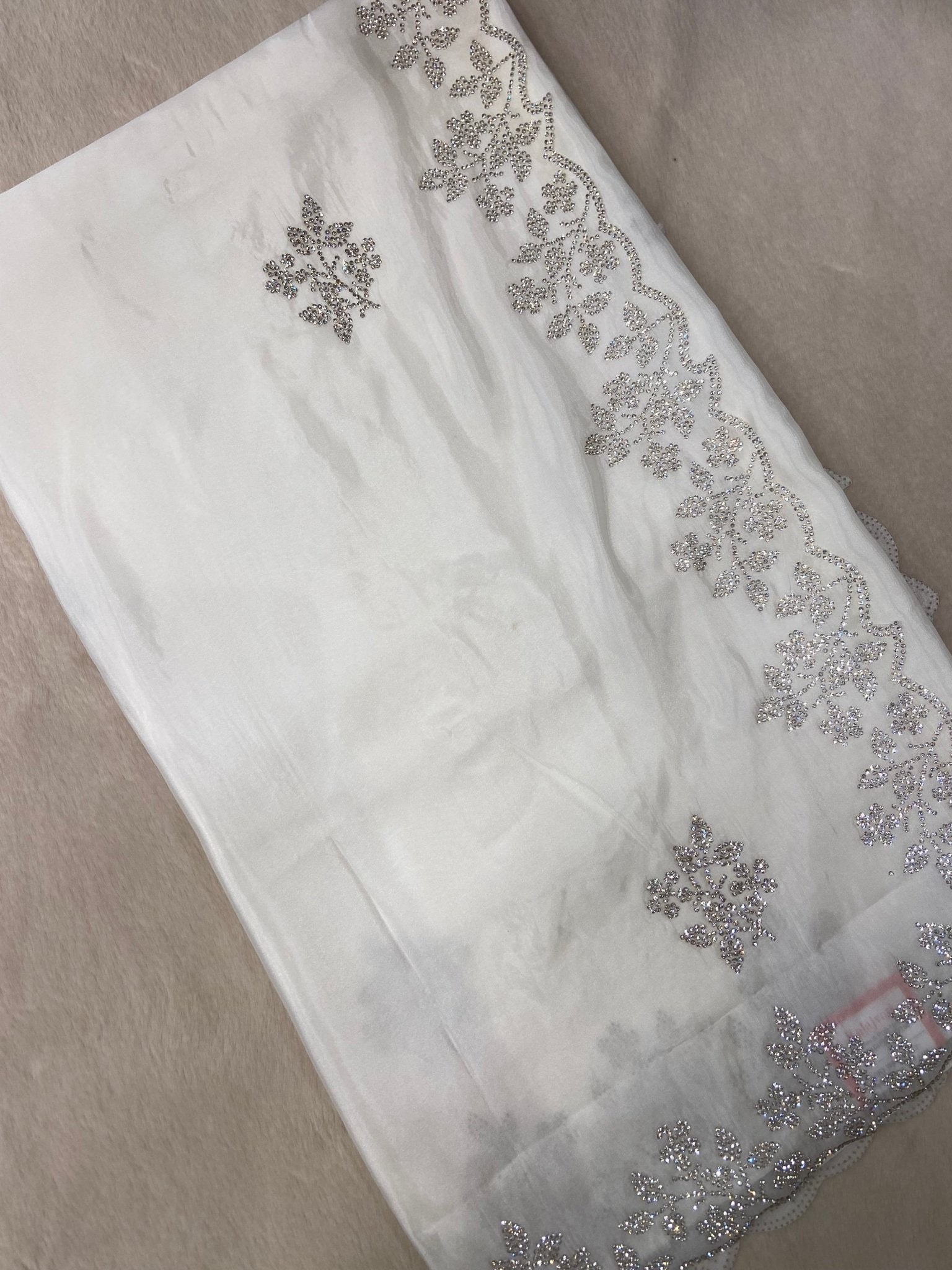 Premium Crepe Chinnon Saree - Kanjeevaram Silk Mandir