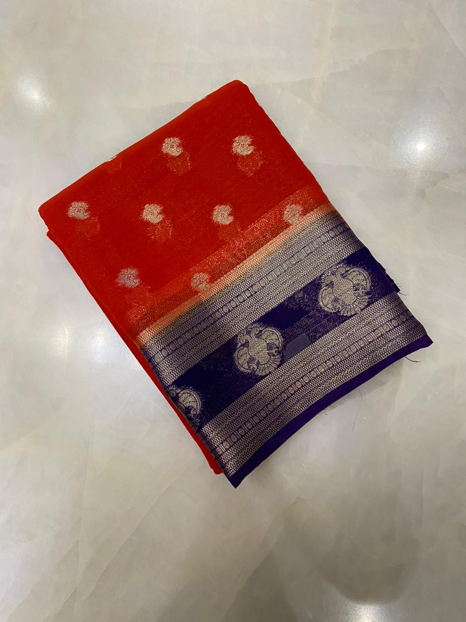 Premium crepe Georgette saree - Kanjeevaram Silk Mandir