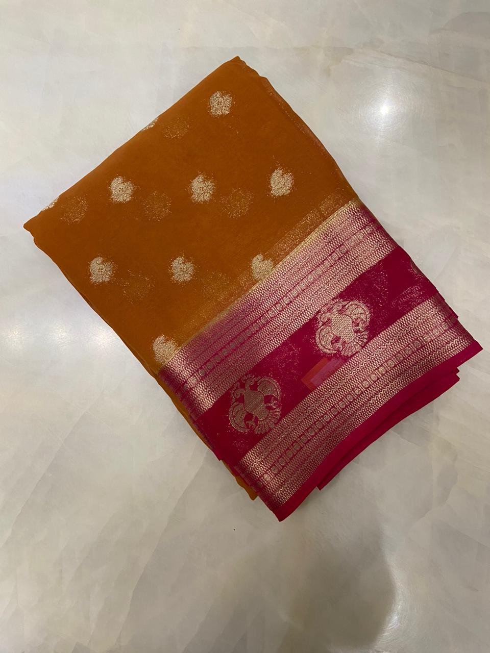 Premium crepe Georgette saree - Kanjeevaram Silk Mandir
