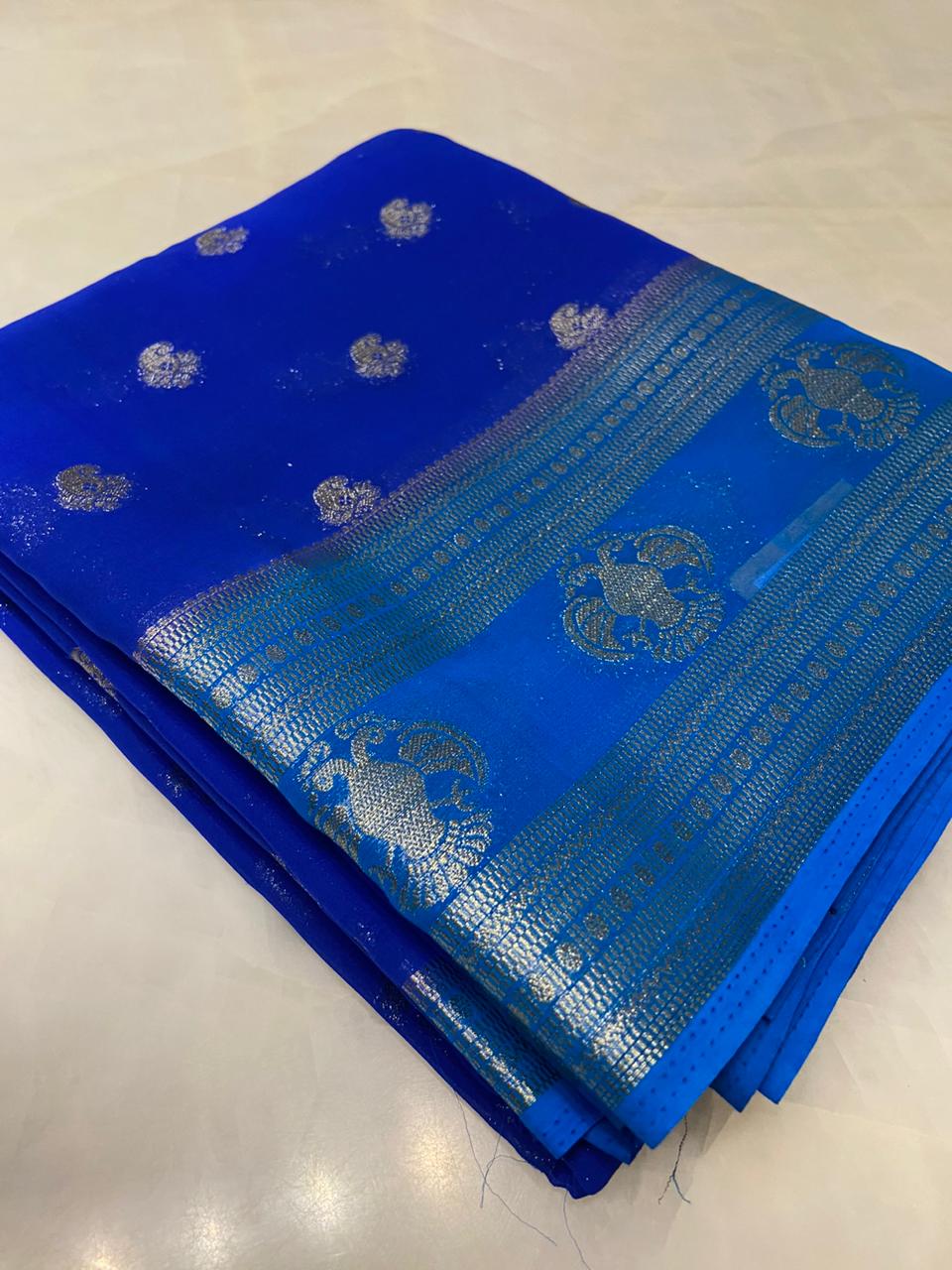 Premium crepe Georgette saree - Kanjeevaram Silk Mandir