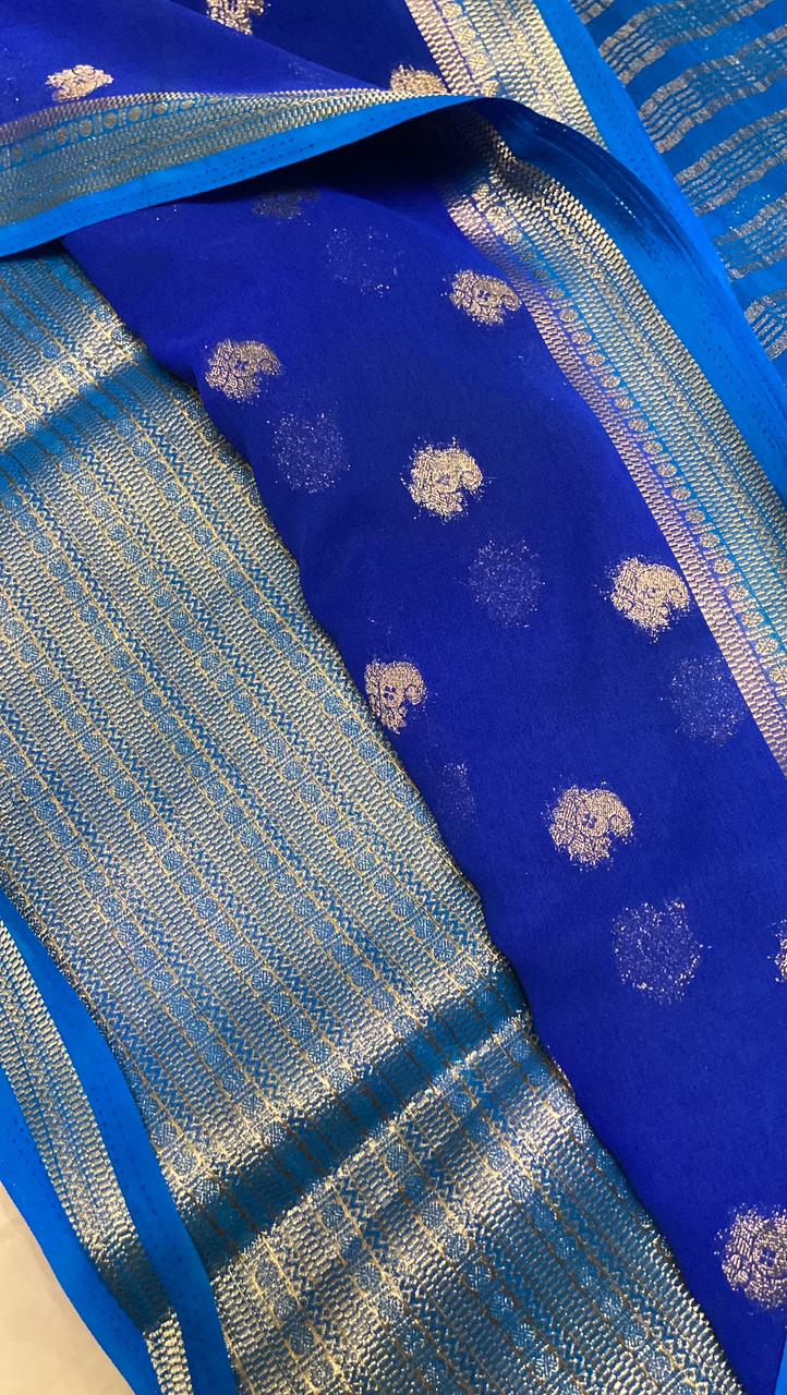 Premium crepe Georgette saree - Kanjeevaram Silk Mandir