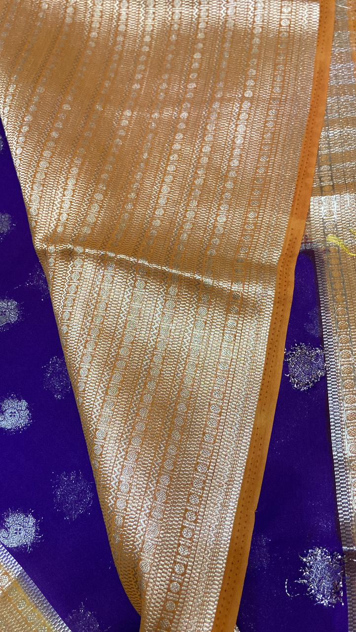 Premium crepe Georgette saree💜 - Kanjeevaram Silk Mandir