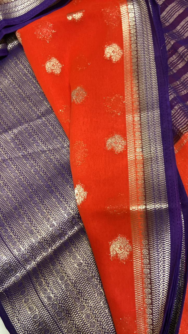 Premium crepe Georgette saree - Kanjeevaram Silk Mandir