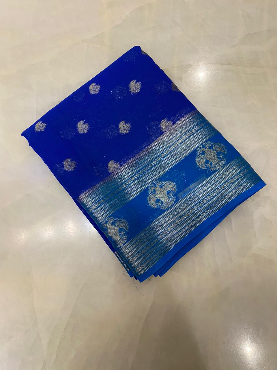 Premium crepe Georgette saree - Kanjeevaram Silk Mandir