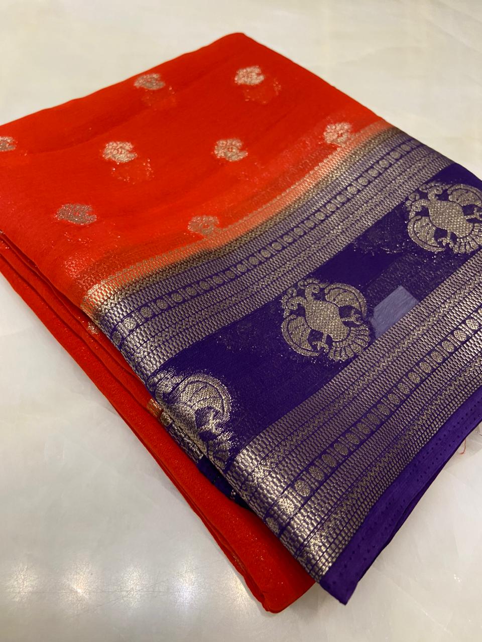 Premium crepe Georgette saree - Kanjeevaram Silk Mandir