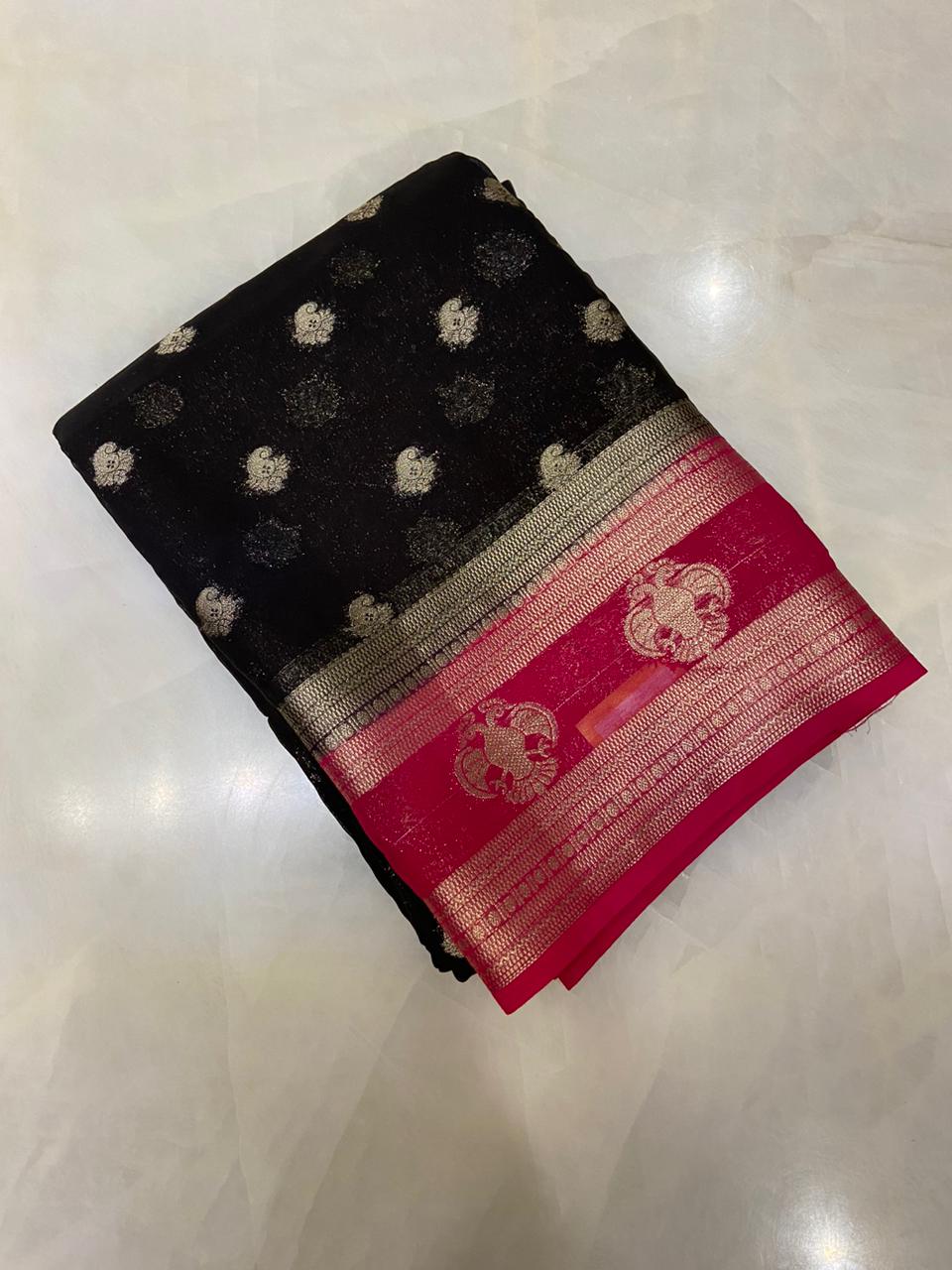 Premium crepe Georgette saree - Kanjeevaram Silk Mandir