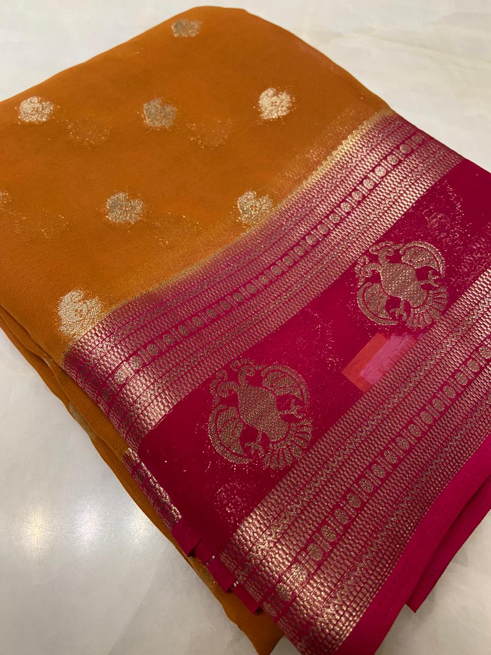 Premium crepe Georgette saree - Kanjeevaram Silk Mandir