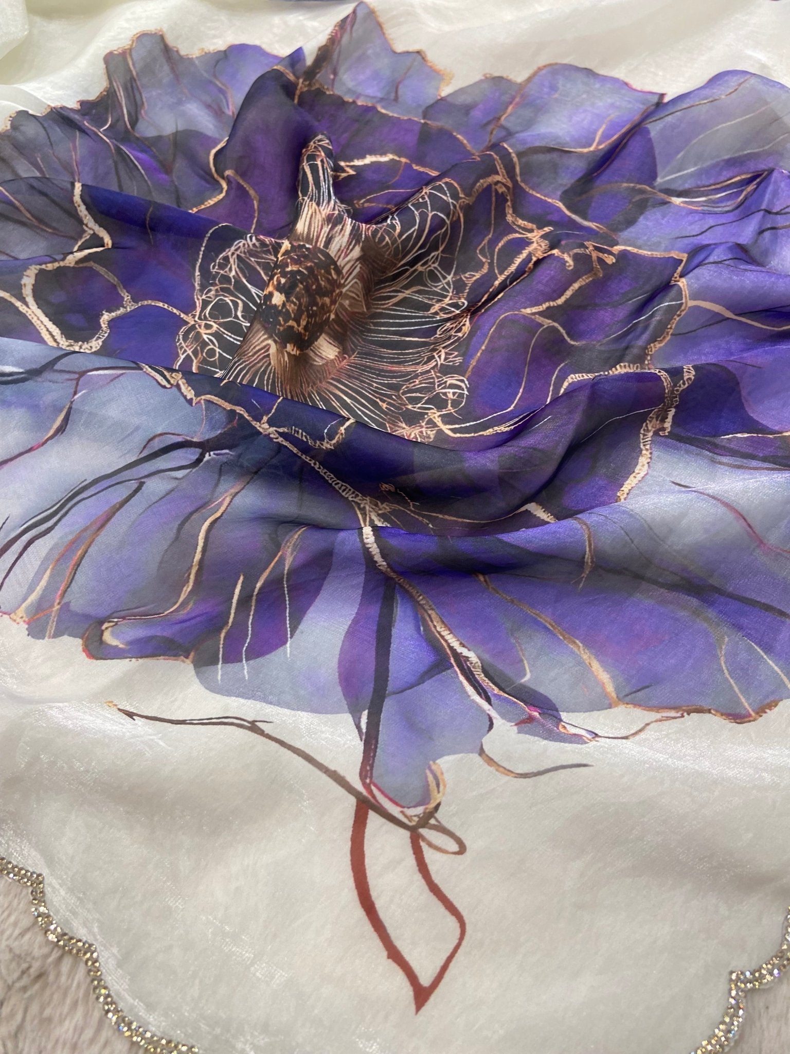 Premium Crepe Organza Saree💜 - Kanjeevaram Silk Mandir