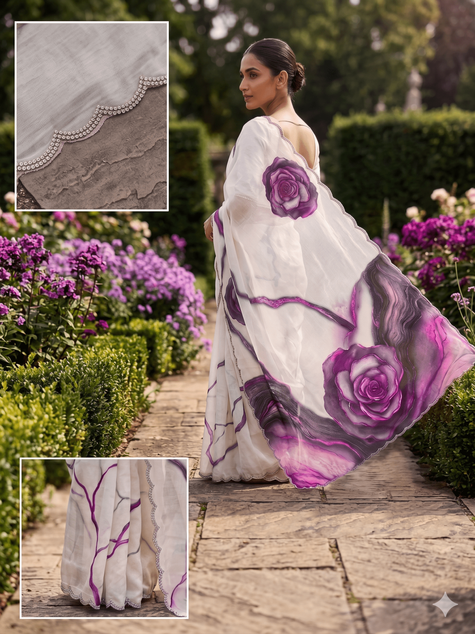 Premium Crepe Organza Saree - Kanjeevaram Silk Mandir