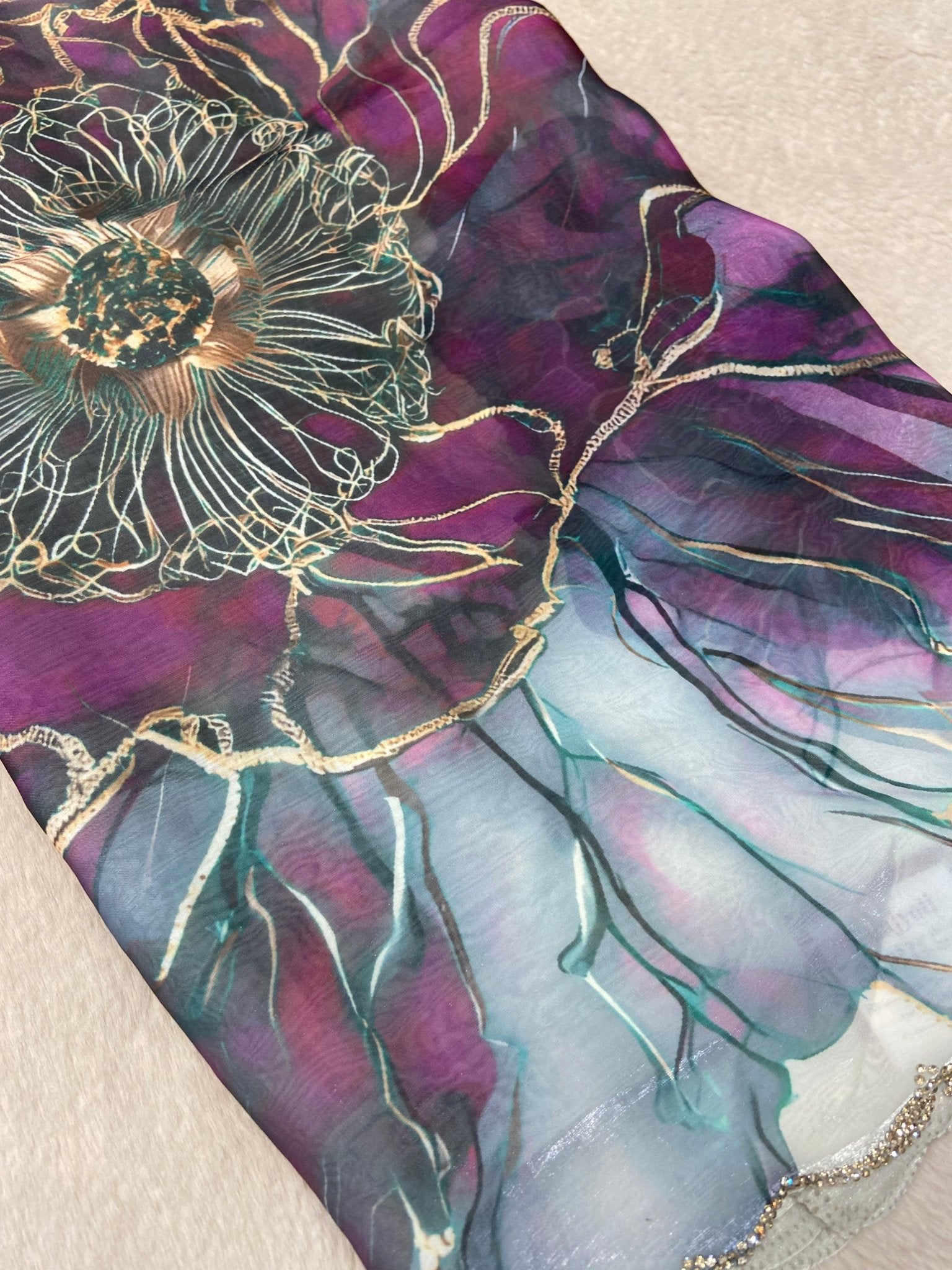 Premium Crepe Organza Saree - Kanjeevaram Silk Mandir