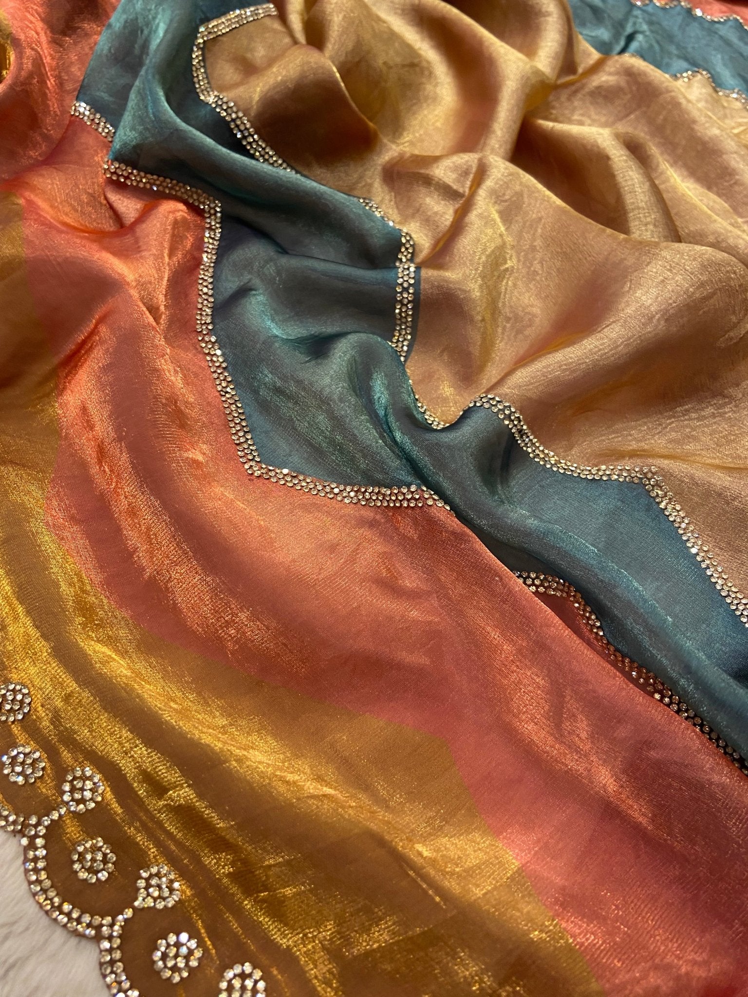 Premium Crepe Organza Saree - Kanjeevaram Silk Mandir