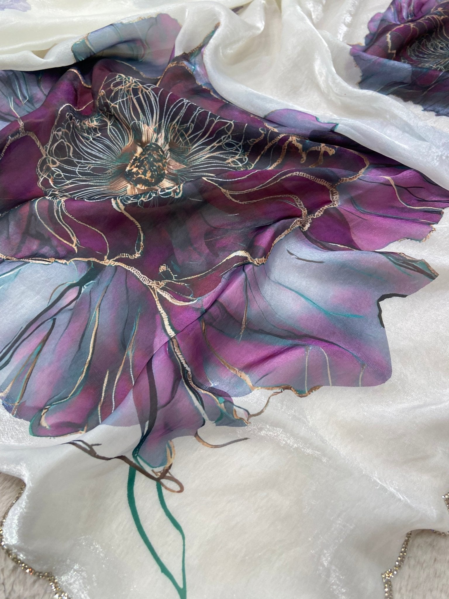 Premium Crepe Organza Saree - Kanjeevaram Silk Mandir