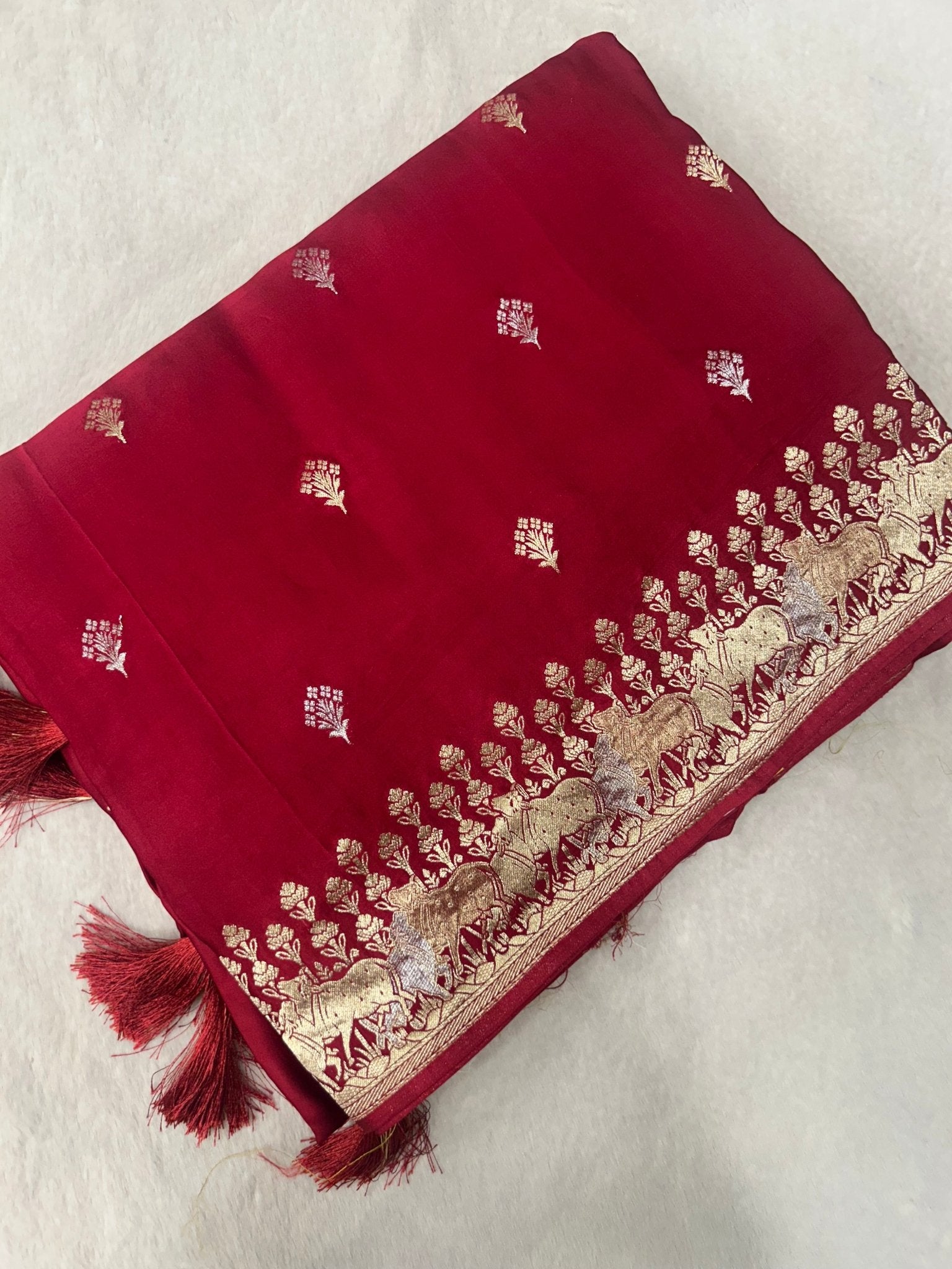 Premium crepe satin silk saree - Kanjeevaram Silk Mandir