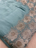 Premium Crepe Satin Silk Saree🩵 - Kanjeevaram Silk Mandir