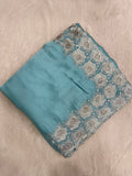 Premium Crepe Satin Silk Saree🩵 - Kanjeevaram Silk Mandir