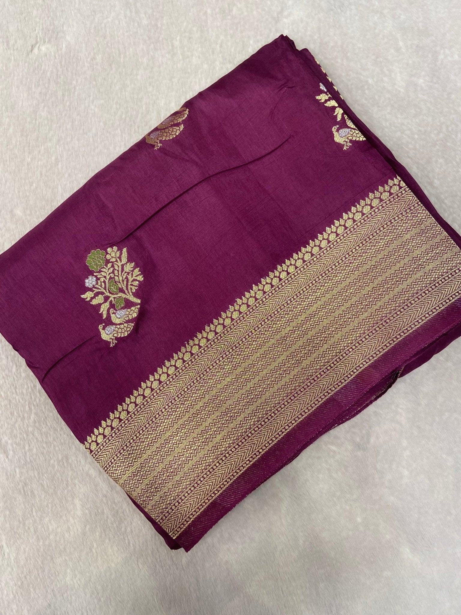 Premium Crepe Satin Silk Saree (wine) - Kanjeevaram Silk Mandir