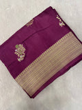 Premium Crepe Satin Silk Saree (wine) - Kanjeevaram Silk Mandir