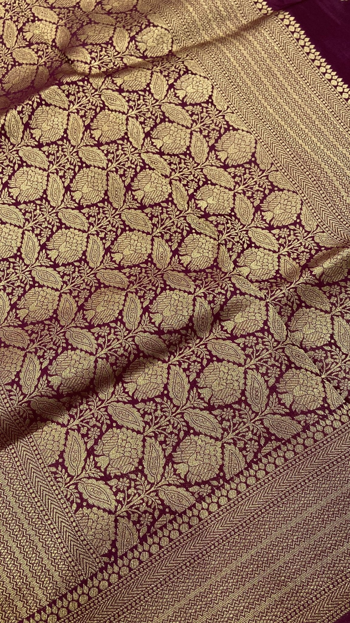 Premium Crepe Satin Silk Saree (wine) - Kanjeevaram Silk Mandir
