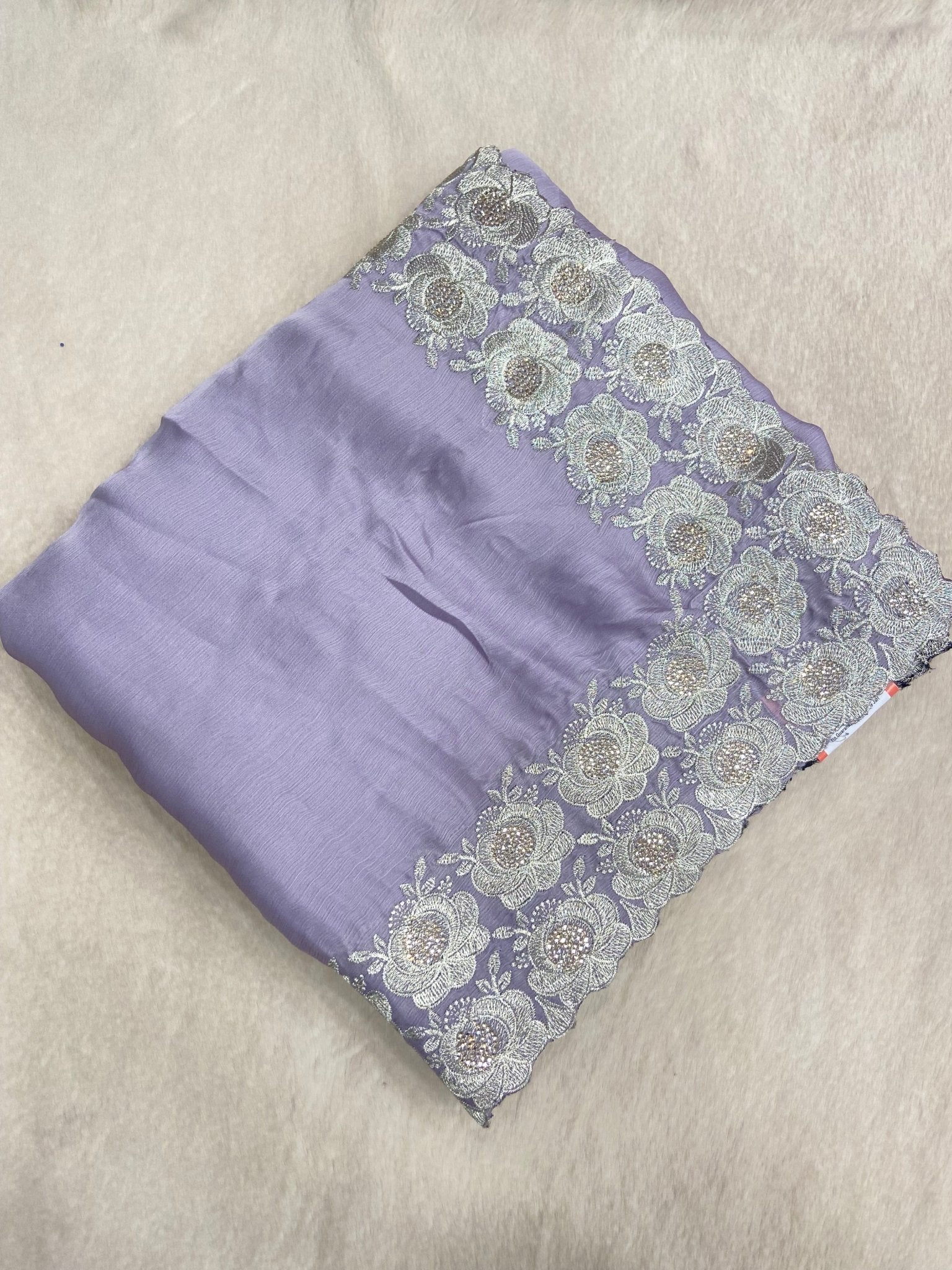 Premium Crepe Satin Silk Saree(lilac) - Kanjeevaram Silk Mandir