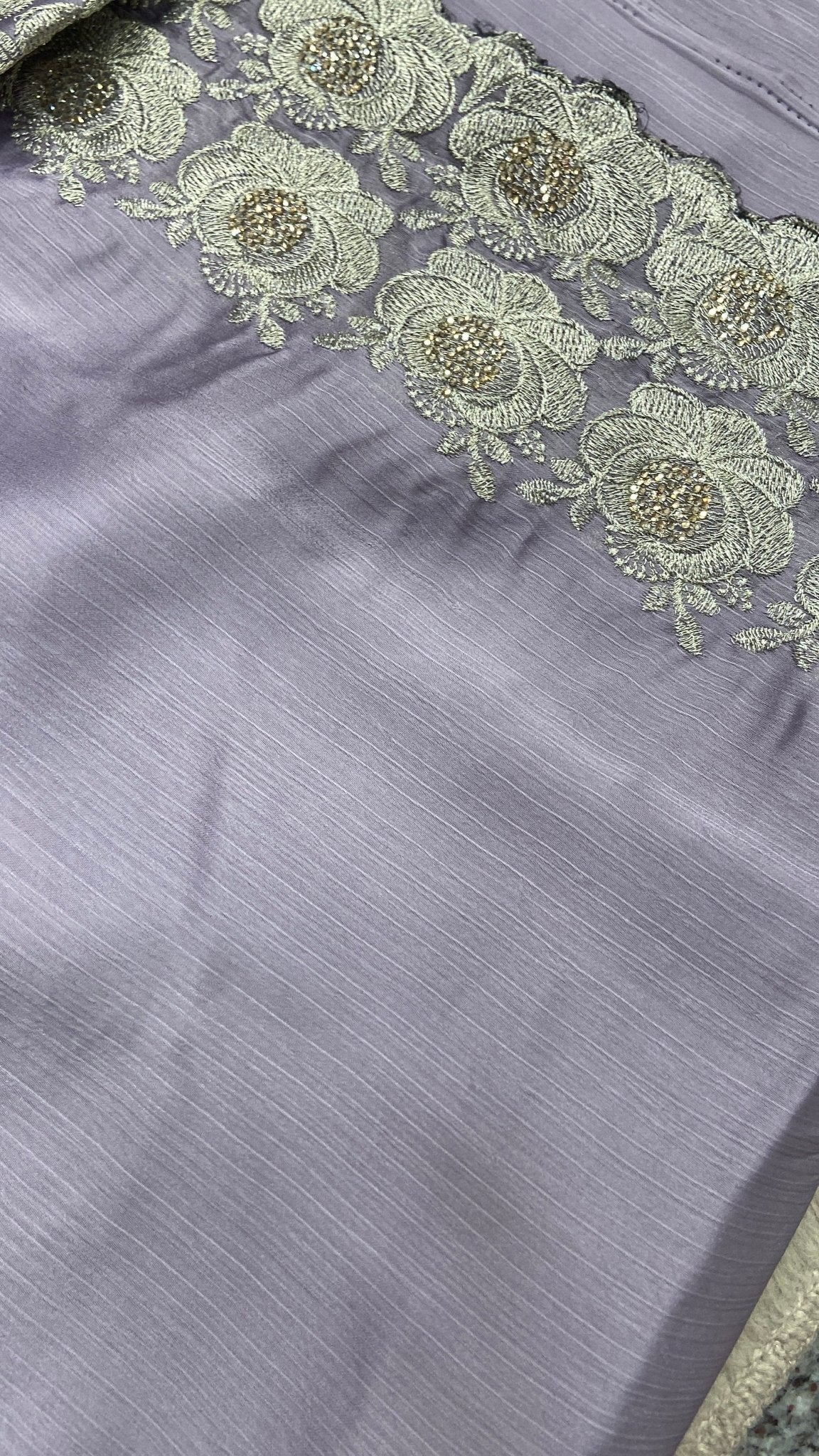 Premium Crepe Satin Silk Saree(lilac) - Kanjeevaram Silk Mandir