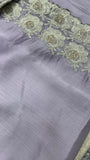 Premium Crepe Satin Silk Saree(lilac) - Kanjeevaram Silk Mandir
