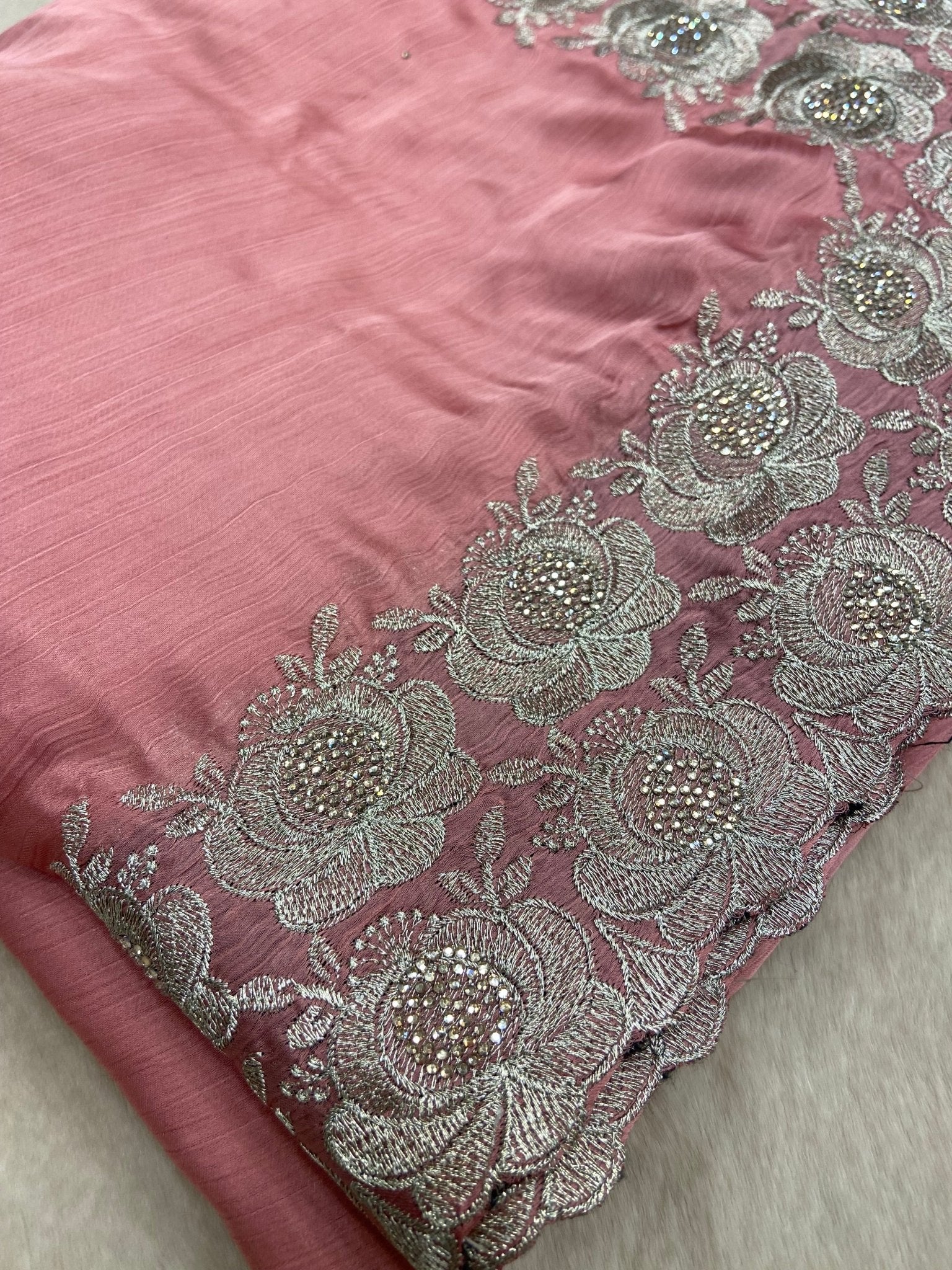 Premium Crepe Satin Silk Saree(pink) - Kanjeevaram Silk Mandir