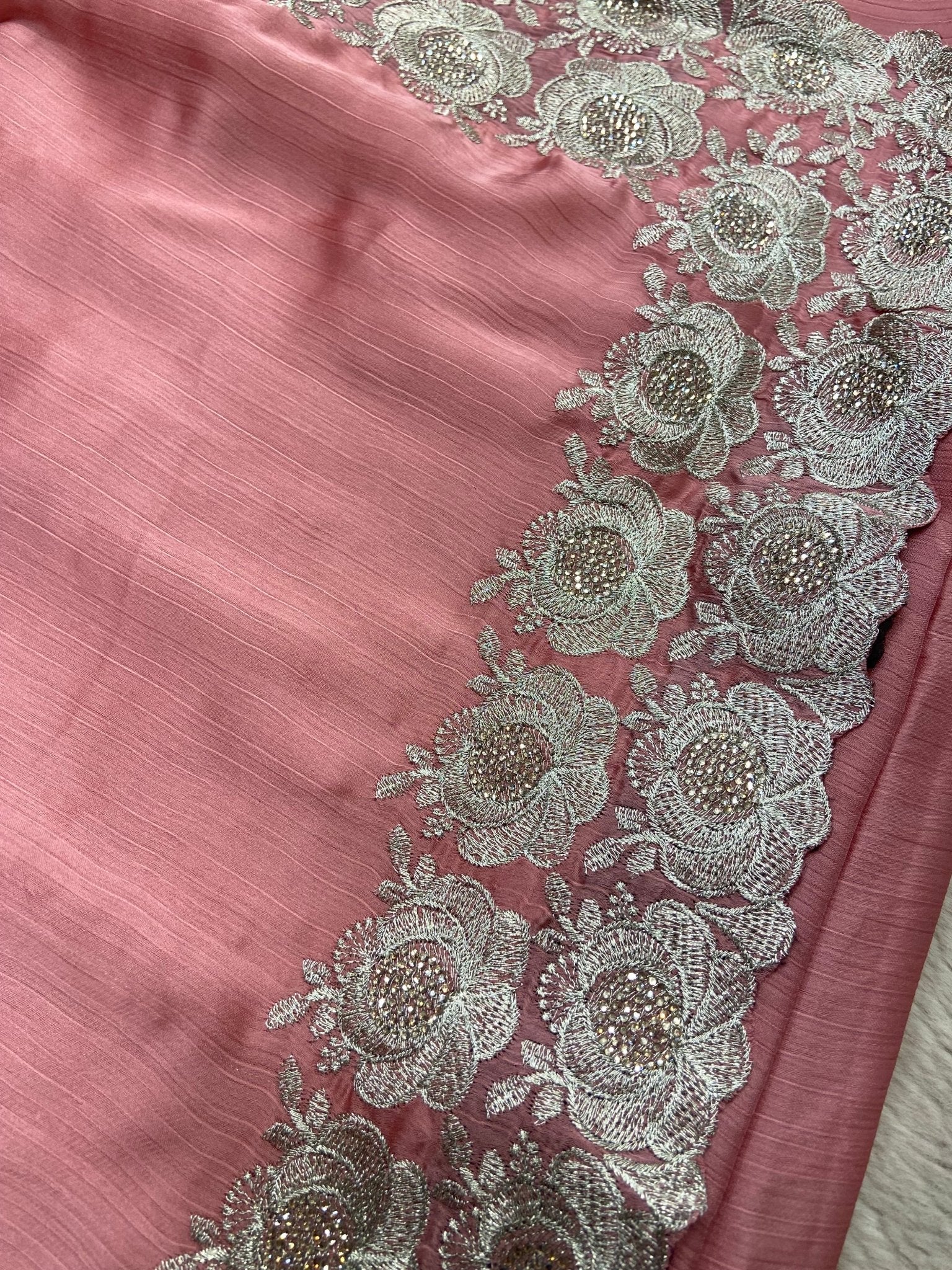 Premium Crepe Satin Silk Saree(pink) - Kanjeevaram Silk Mandir