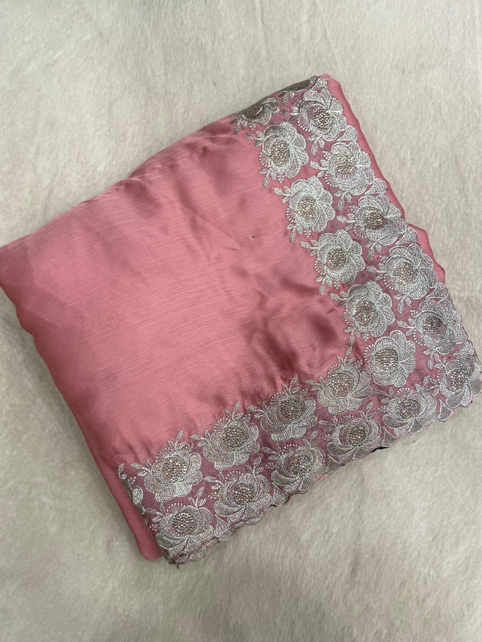 Premium Crepe Satin Silk Saree(pink) - Kanjeevaram Silk Mandir