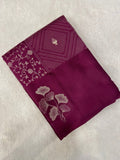 Premium Crepe Satin Silk Saree(Wine) - Kanjeevaram Silk Mandir