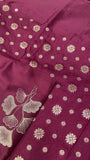 Premium Crepe Satin Silk Saree(Wine) - Kanjeevaram Silk Mandir