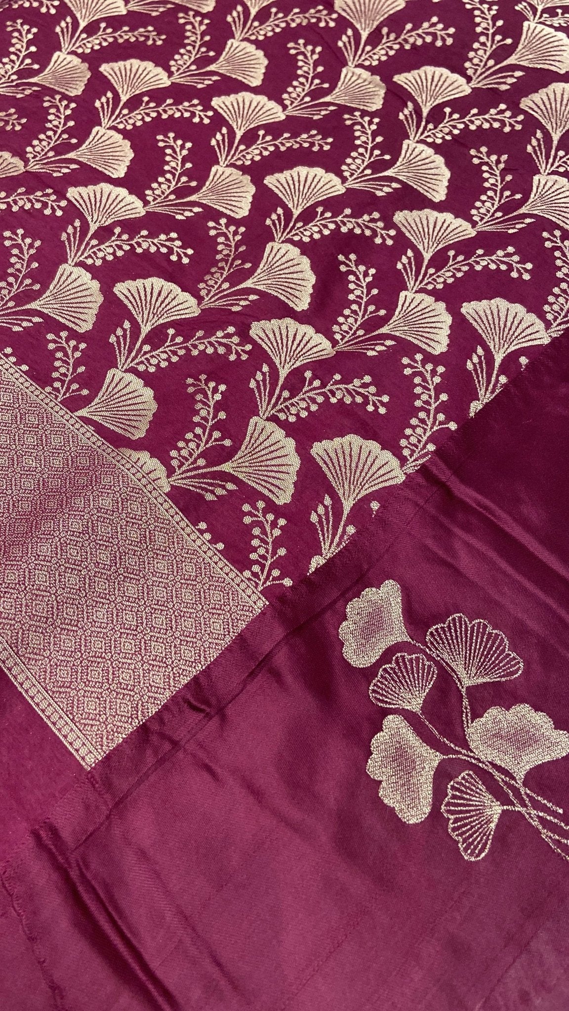 Premium Crepe Satin Silk Saree(Wine) - Kanjeevaram Silk Mandir