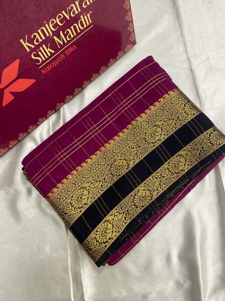 Premium Crepe Semi Mysore Silk Saree - Kanjeevaram Silk Mandir
