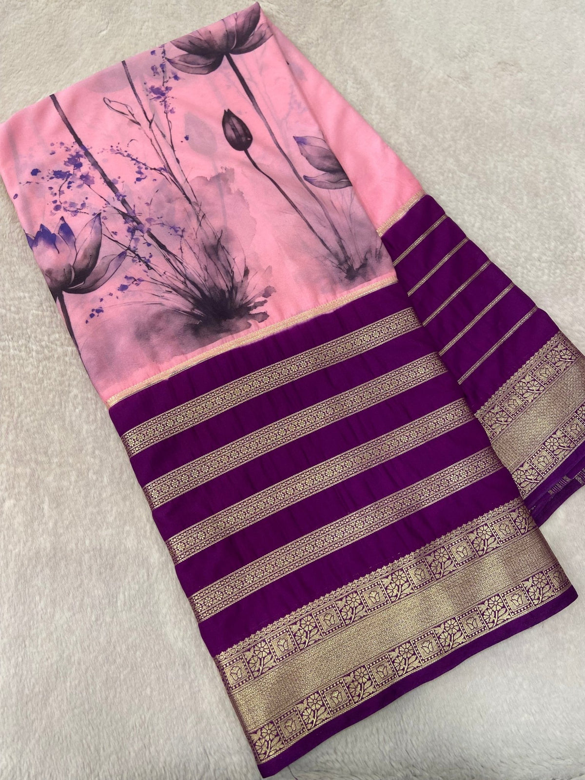 Premium Crepe Semi Mysore Silk Saree-801669 - Kanjeevaram Silk Mandir