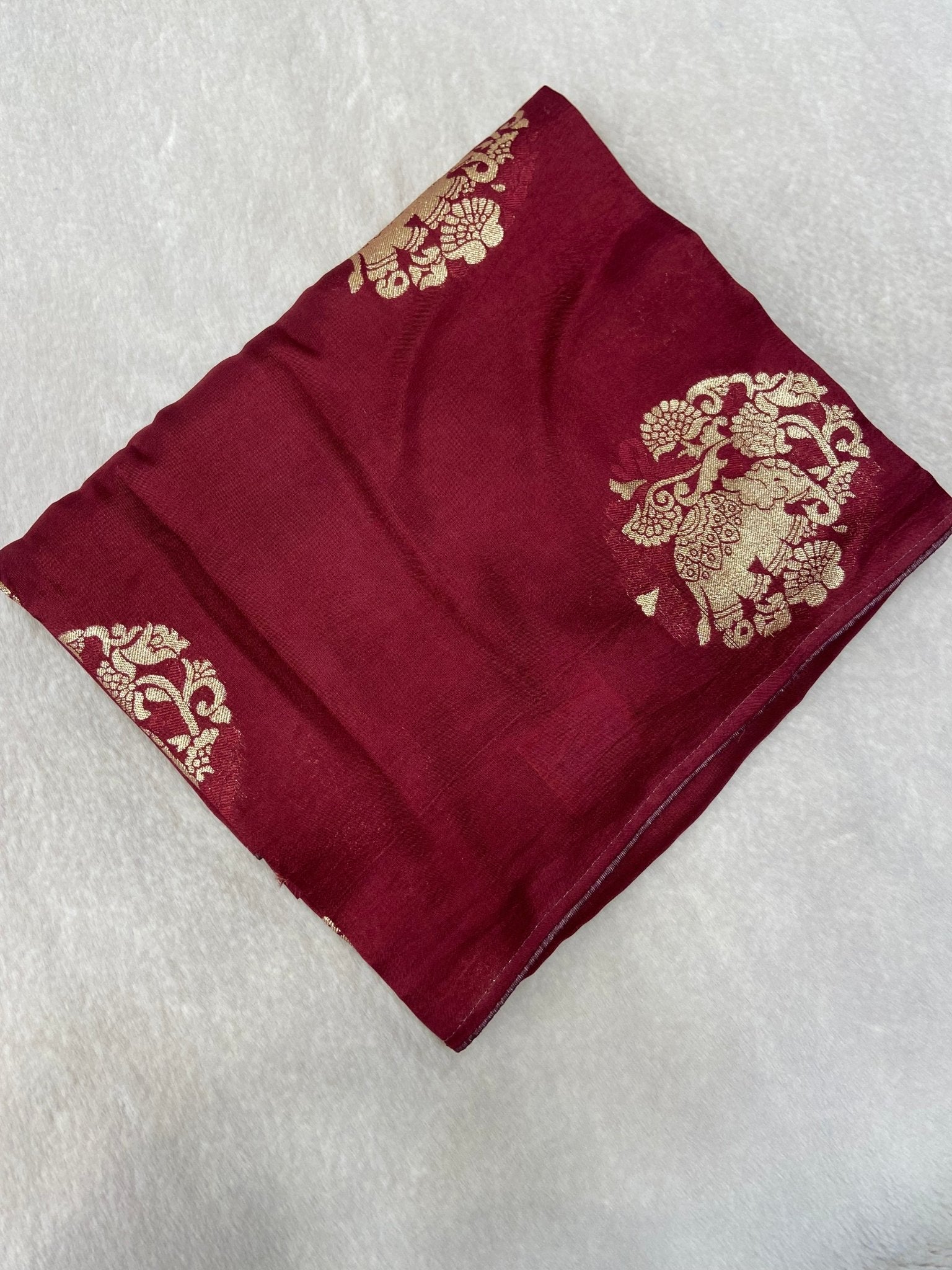 Premium Crepe Silk Saree (Maroon) - Kanjeevaram Silk Mandir